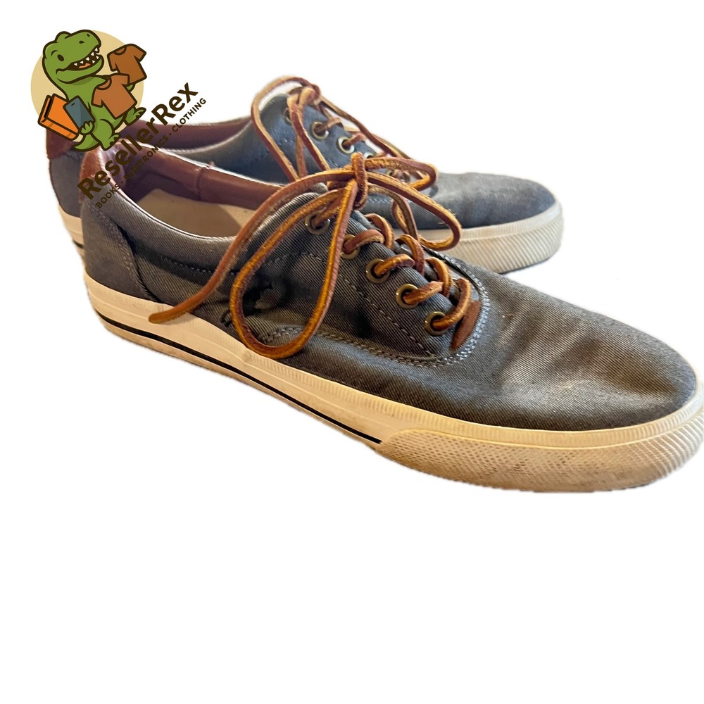 Polo Ralph Lauren Men's Denim Canvas Low Top Sneakers Brown Laces Size 10